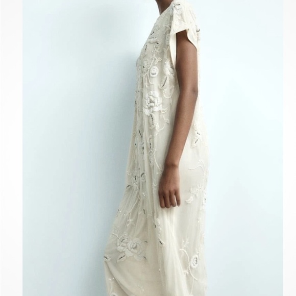Zara Dresses & Skirts - New Zara Embellished Ivory White STUNNING KNIT Bohemian WEDDING BEACH Dress